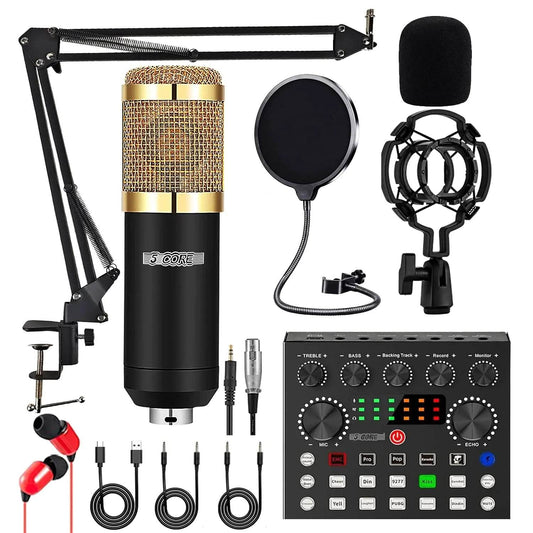 5Core Recording Microphone Podcast Bundle Professional Condenser Cardioid Mic Kit w Boom Arm - MarvelouStoree