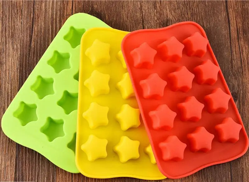 12 Grid Silicone Chocolate Mold Tray Creative Star/Heart/Round/Square Shaped Ice Cube Cake decoration Mold