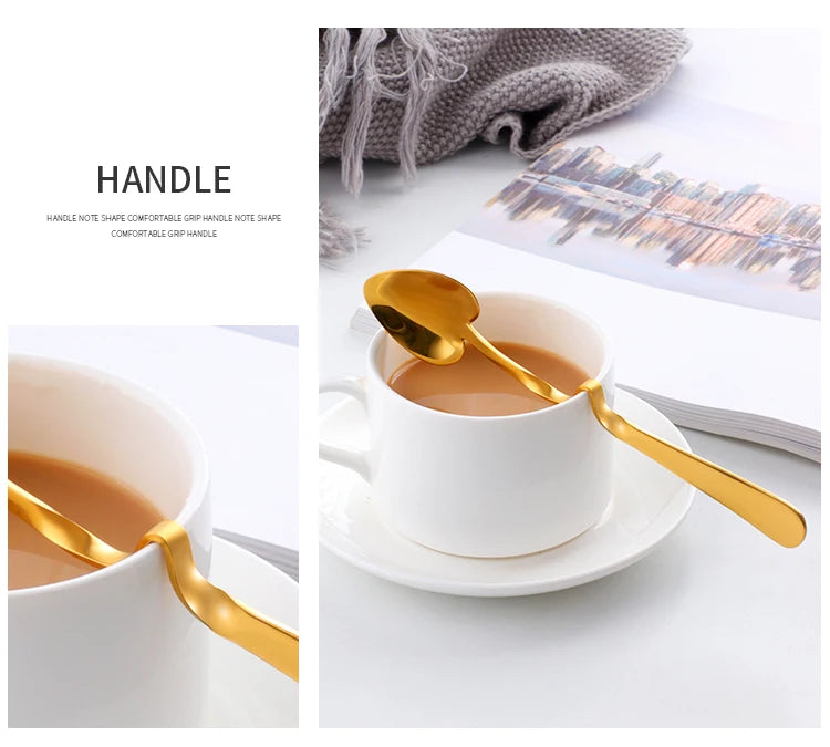 Hanging Cup Coffee Spoon Heart Shape Stainless Steel Scoop Silver Sugar Dessert Spoons Gold Stirring Tea-spoon Snack Juice Tools