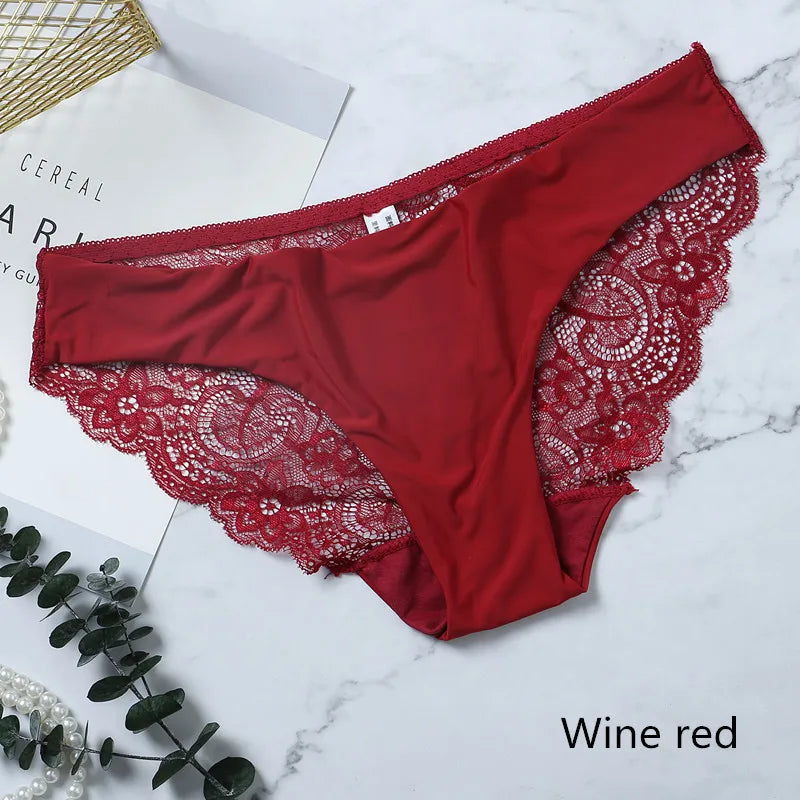 Women Lace Panties Seamless Cotton Panty Hollow Out Briefs Cozy Breathable Lingerie Ladies Thong Plus Size 1pcs Underwear