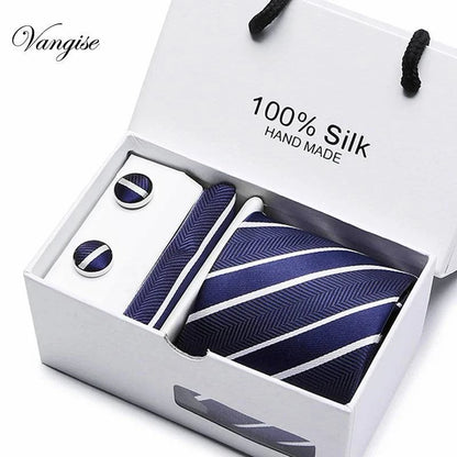 New Plaid men ties set Extra Long Size 145cm*7.5cm Necktie navy blue Paisley Silk Jacquard Woven Neck Tie Suit Wedding Party