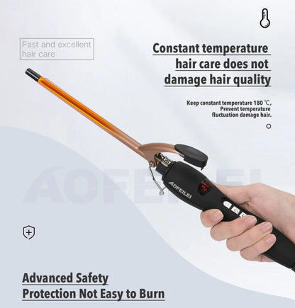 Aofeilei professional 9mm curling iron Hair waver Pear Flower Cone Ceramic curling wand roller beauty Salon Hair Curlers