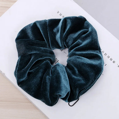 Women Velvet Hair Scrunchies Hair Tie Ponytail Holder Simple Stretch Pure Color Leopard Elastic Hair Band Girls Hair Accessories