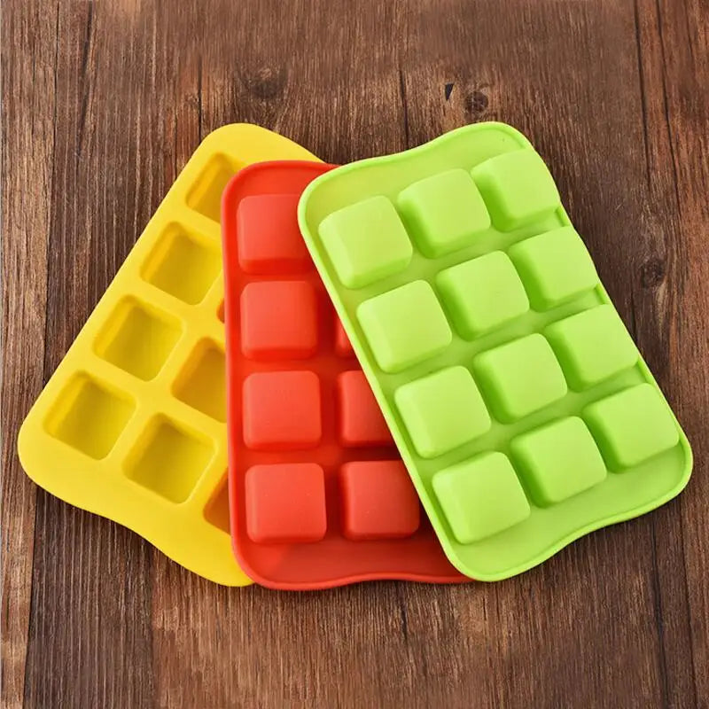 12 Grid Silicone Chocolate Mold Tray Creative Star/Heart/Round/Square Shaped Ice Cube Cake decoration Mold