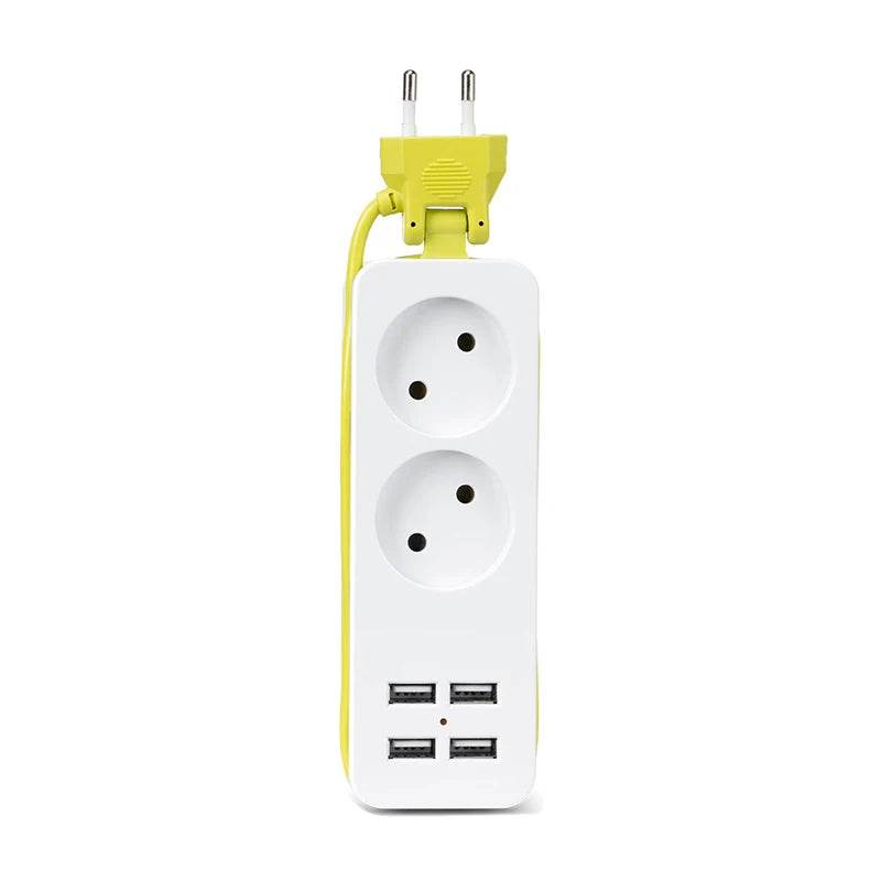 Rdxone EU plug Travel Power Strip Portable Extension Socket Outlet with 4 USB Wall Charger Smart Desktop Socket - MarvelouStoree