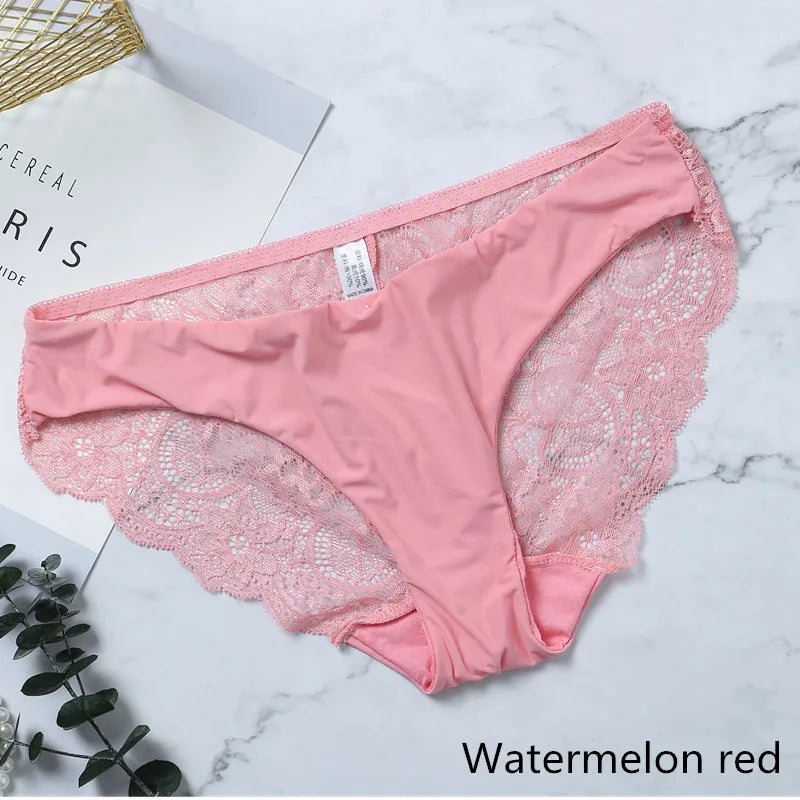 Women Lace Panties Seamless Cotton Panty Hollow Out Briefs Cozy Breathable Lingerie Ladies Thong Plus Size 1pcs Underwear