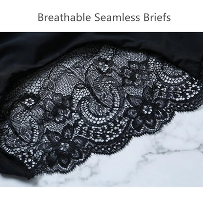 Women Lace Panties Seamless Cotton Panty Hollow Out Briefs Cozy Breathable Lingerie Ladies Thong Plus Size 1pcs Underwear