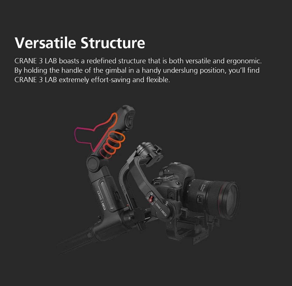 ZHIYUN Official Crane 3 LAB 3-axis handheld gimbal stabilizer, wireless 1080P image transmission zoom and focus control for SLR - MarvelouStoree