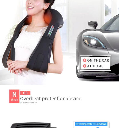 Shiatsu Neck Back Massagem with Heat Deep Kneading Massager Shoulders Legs Foot Full Body Portable Electric Massager Home Office