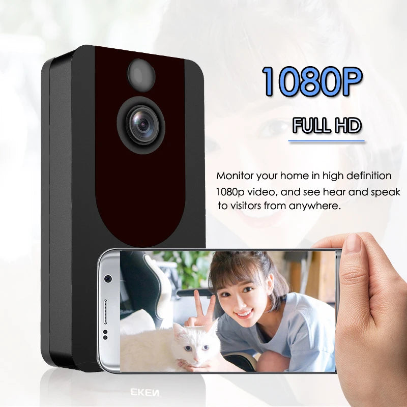 EKEN V7 HD 1080P Smart WiFi Video Doorbell Camera Visual Intercom Night vision IP Door Bell Wireless Security Camera