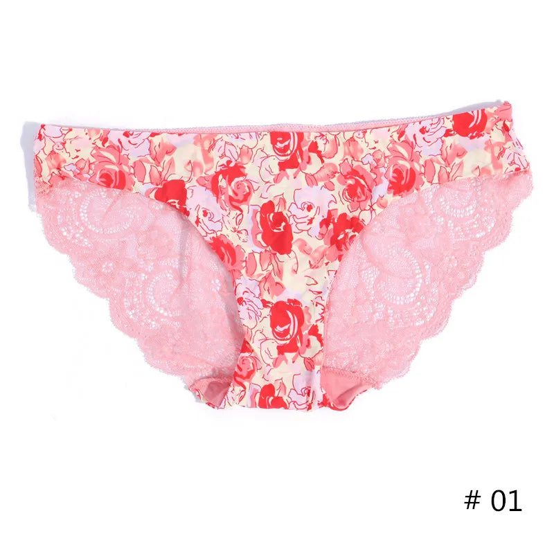 Women Lace Panties Seamless Cotton Panty Hollow Out Briefs Cozy Breathable Lingerie Ladies Thong Plus Size 1pcs Underwear