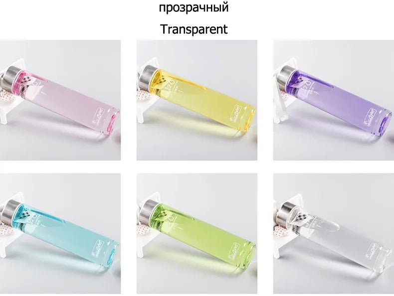 Creative Candy Color Portable Leak-proof Water Bottles Frosted Sport Unbreakable Plastic Lemon Juice Storage Bottle Drinkware