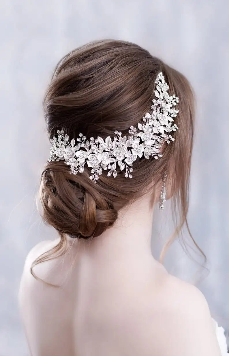 Flower Headband Wedding Hair Accessories Rhinestone Flower Bridal Tiara Headband Hair Comb Hairpins Wedding Hair Jewelry