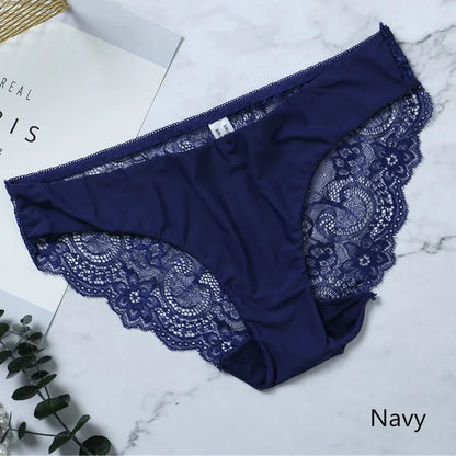 Women Lace Panties Seamless Cotton Panty Hollow Out Briefs Cozy Breathable Lingerie Ladies Thong Plus Size 1pcs Underwear