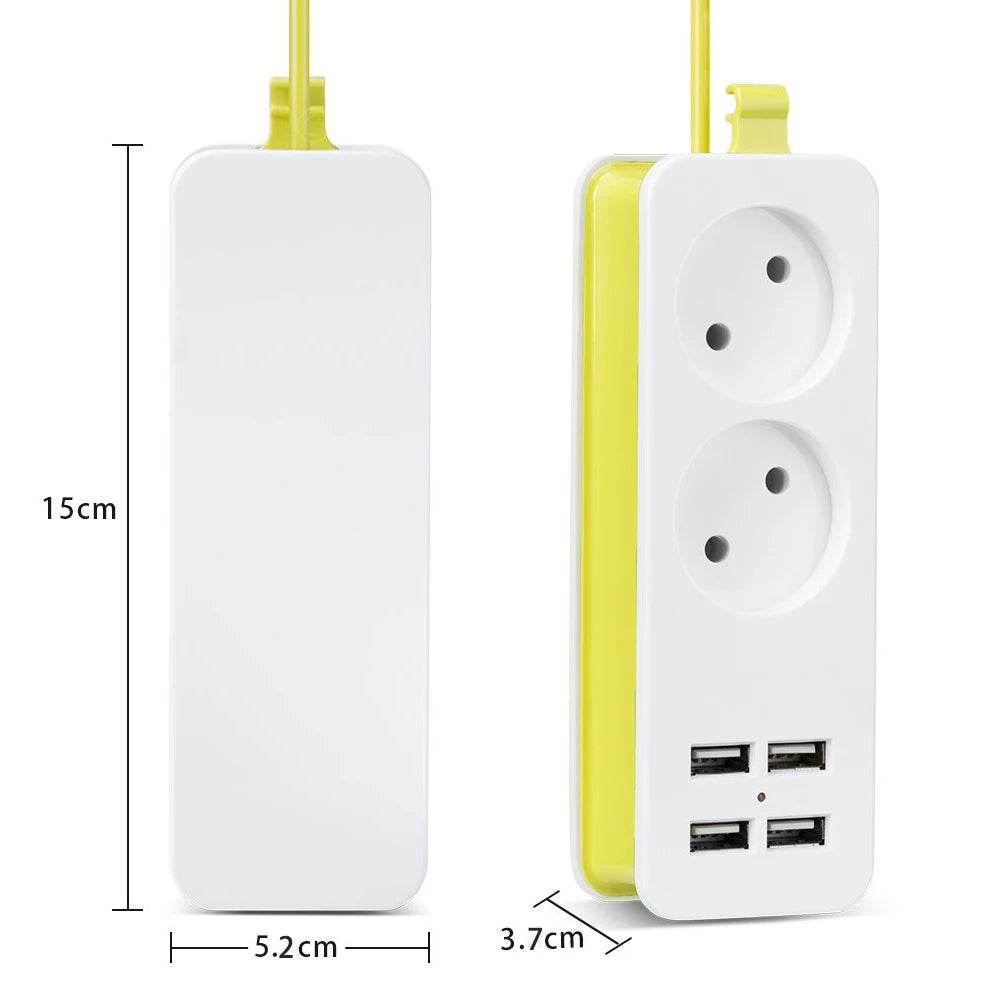 Rdxone EU plug Travel Power Strip Portable Extension Socket Outlet with 4 USB Wall Charger Smart Desktop Socket - MarvelouStoree