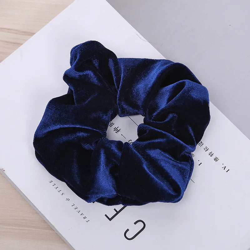 Women Velvet Hair Scrunchies Hair Tie Ponytail Holder Simple Stretch Pure Color Leopard Elastic Hair Band Girls Hair Accessories