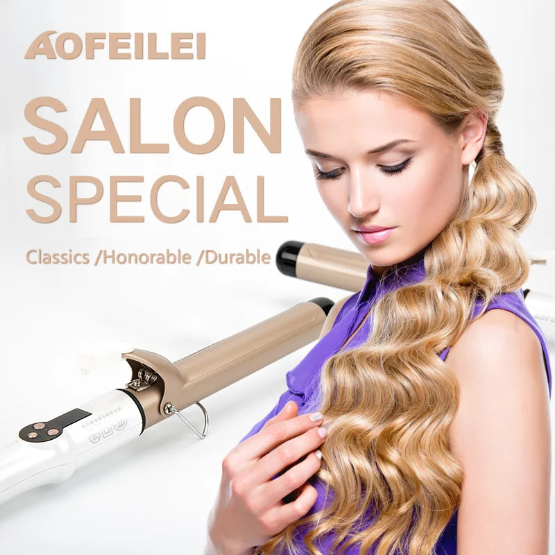 2023 New Real Electric Professional Ceramic Hair Curler Lcd Curling Iron Roller Curls Wand Waver Fashion Styling Tools