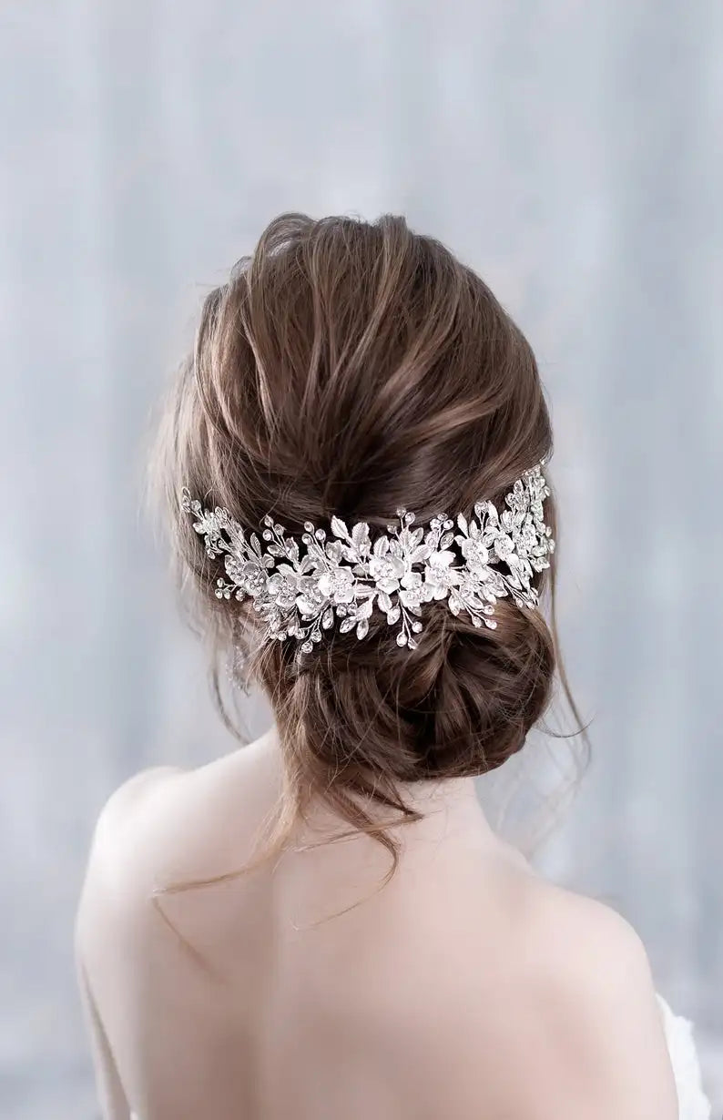 Flower Headband Wedding Hair Accessories Rhinestone Flower Bridal Tiara Headband Hair Comb Hairpins Wedding Hair Jewelry