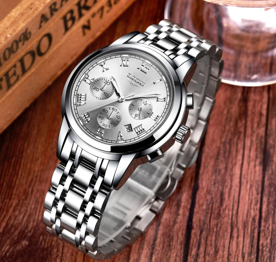 Relojes Hombre 2022 LIGE New Watches Men Luxury Brand Chronograph Male Sport Watches Waterproof Stainless Steel Quartz Men Watch