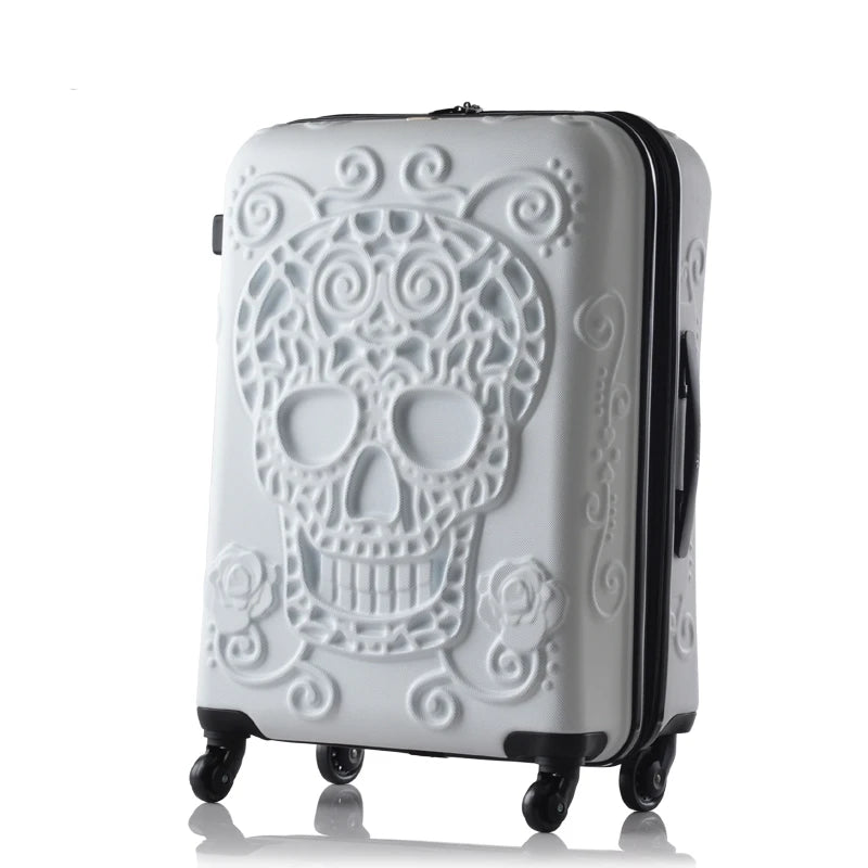 Carrylove 20"24"28" Inch Large Expandable Skull Suitcase 3 Pieces Trolley Case Rolling Luggage Bag Set