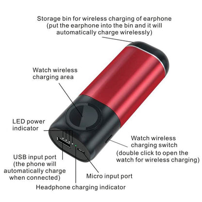 3 In1 Wireless Charger Power Bank 5200mAh Portable Mobile Phone Charger Power Bank for iPhone AirPods Apple Watch Series 4/3/2/