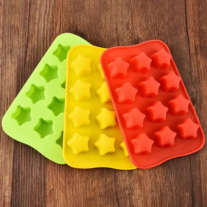 12 Grid Silicone Chocolate Jelly Mold Tray Creative Star/Heart/Round Shaped Ice Cube Cake Mold Jelly Pudding Mold