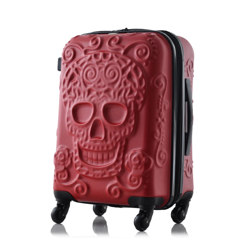 Carrylove 20"24"28" Inch Large Expandable Skull Suitcase 3 Pieces Trolley Case Rolling Luggage Bag Set