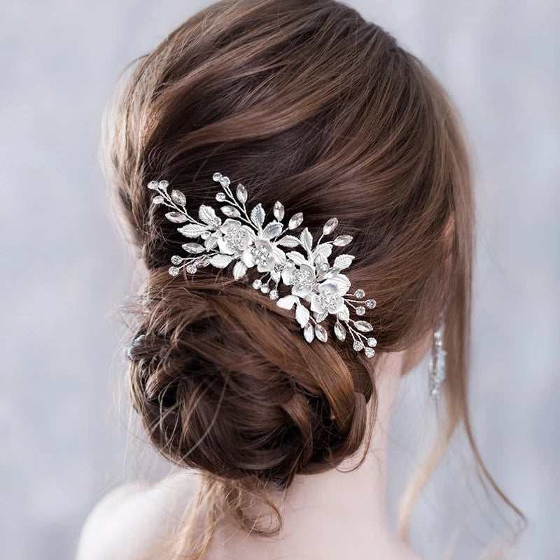 Flower Headband Wedding Hair Accessories Rhinestone Flower Bridal Tiara Headband Hair Comb Hairpins Wedding Hair Jewelry