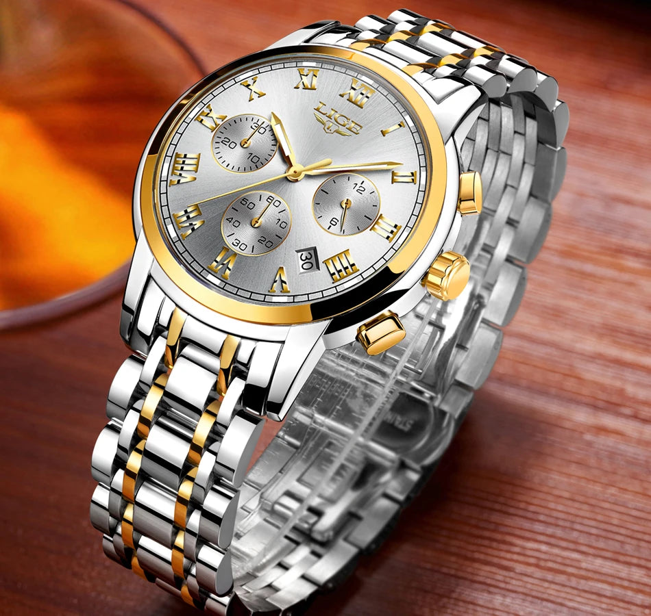 Relojes Hombre 2022 LIGE New Watches Men Luxury Brand Chronograph Male Sport Watches Waterproof Stainless Steel Quartz Men Watch