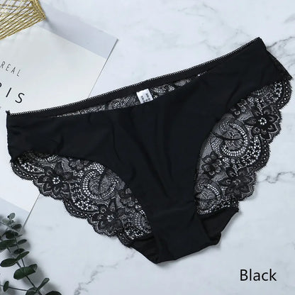 Women Lace Panties Seamless Cotton Panty Hollow Out Briefs Cozy Breathable Lingerie Ladies Thong Plus Size 1pcs Underwear