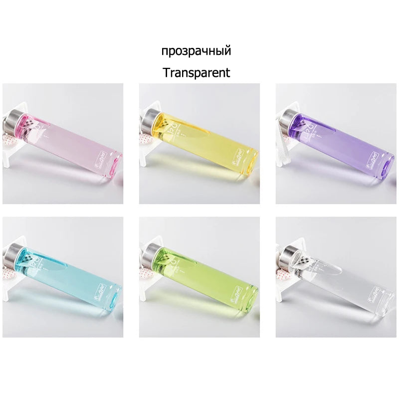 Creative Candy Color Portable Leak-proof Water Bottles Frosted Sport Unbreakable Plastic Lemon Juice Storage Bottle Drinkware