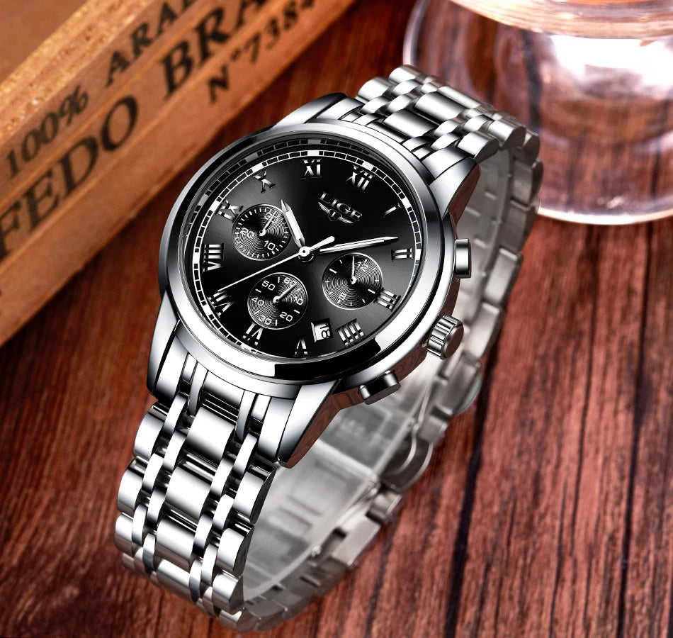 Relojes Hombre 2022 LIGE New Watches Men Luxury Brand Chronograph Male Sport Watches Waterproof Stainless Steel Quartz Men Watch