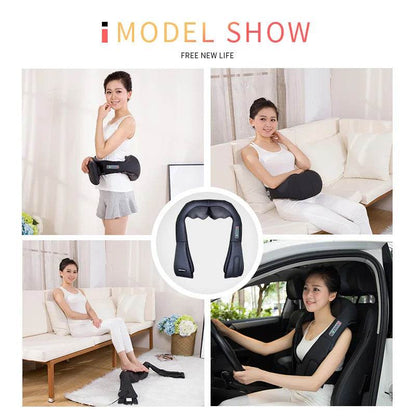 Shiatsu Neck Back Massagem with Heat Deep Kneading Massager Shoulders Legs Foot Full Body Portable Electric Massager Home Office