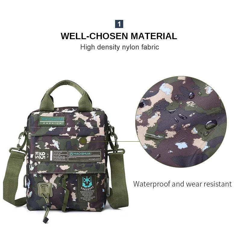 Men's Bag Messenger Bag Male Waterproof Nylon Camouflage Satchel Over the Shoulder Crossbody Bags Handbag Mini Briefcase XA99WC - MarvelouStore