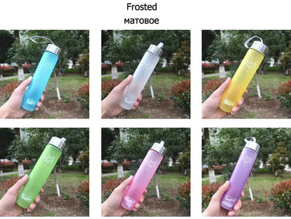 Creative Candy Color Portable Leak-proof Water Bottles Frosted Sport Unbreakable Plastic Lemon Juice Storage Bottle Drinkware