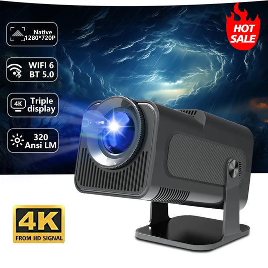 HY-320Mini Portable Newly Native 720P Allwinner H713 Android11 4K Projector 320ANSI Wifi6 BT5.0 Cinema Outdoor Rotable Projector