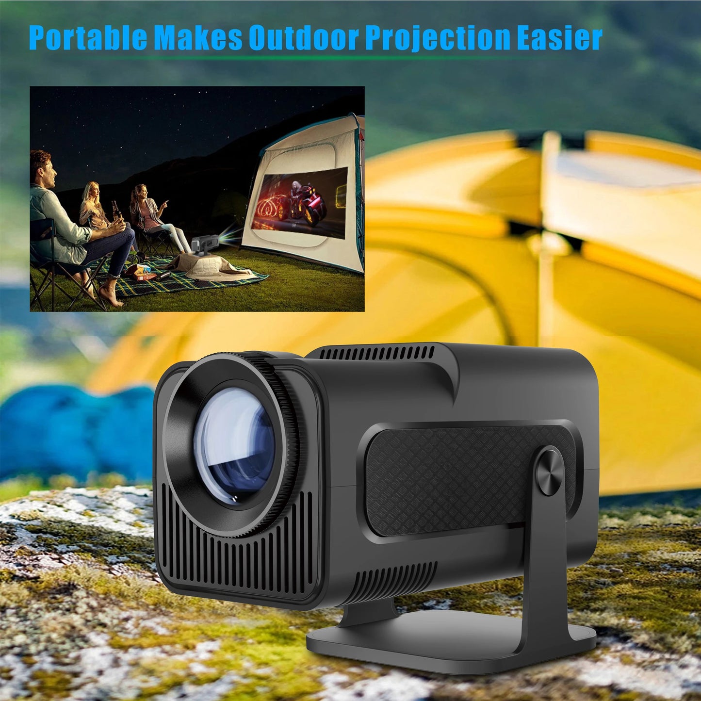 HY-320Mini Portable Newly Native 720P Allwinner H713 Android11 4K Projector 320ANSI Wifi6 BT5.0 Cinema Outdoor Rotable Projector