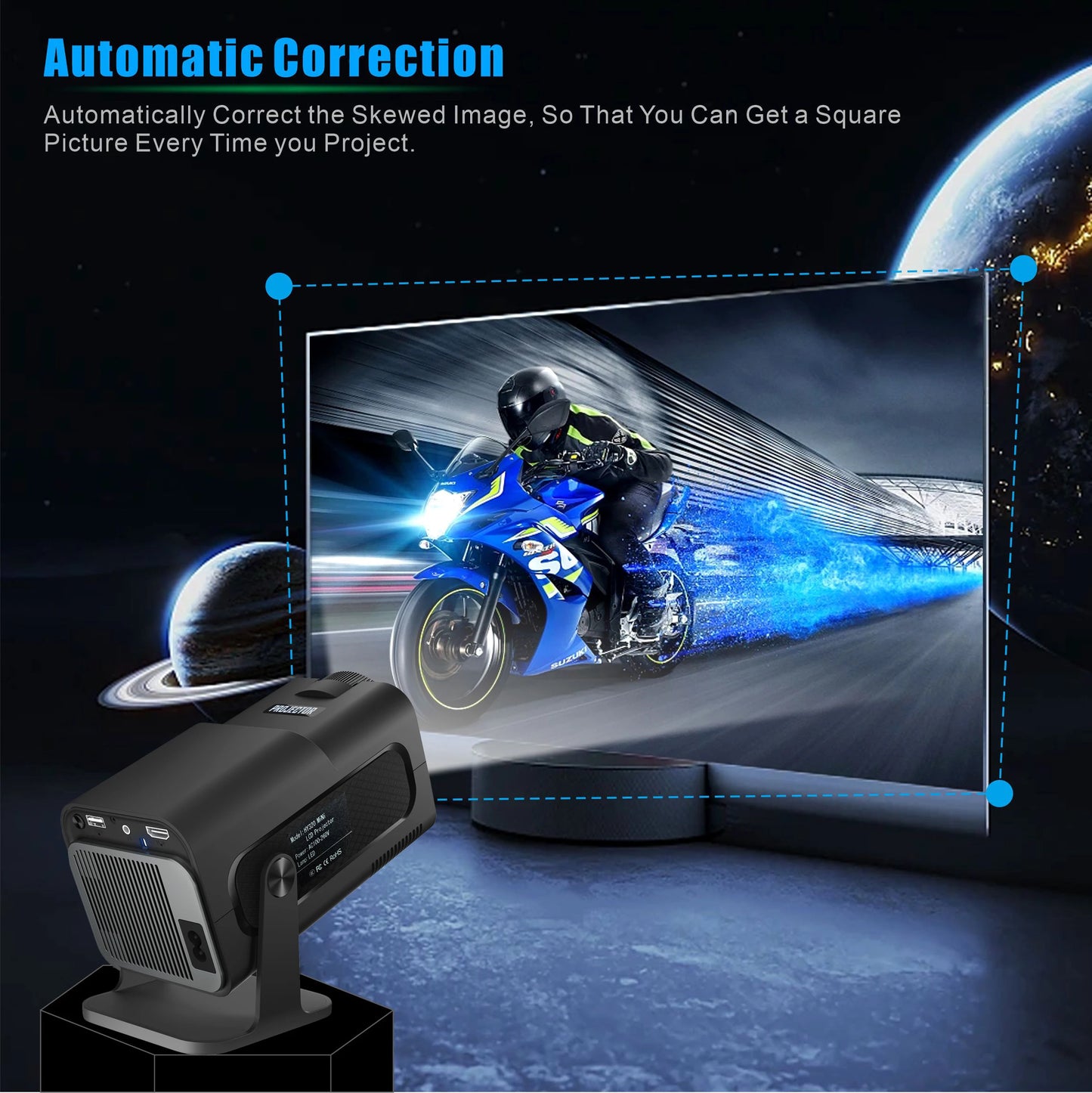 HY-320Mini Portable Newly Native 720P Allwinner H713 Android11 4K Projector 320ANSI Wifi6 BT5.0 Cinema Outdoor Rotable Projector