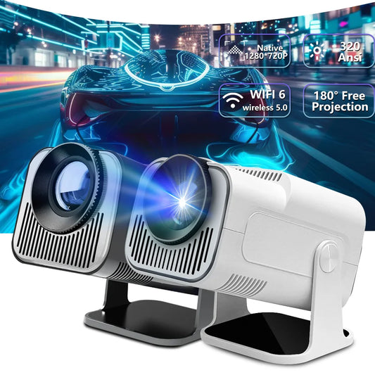 HY320 MINI Newly 720P Android 11 4K Projector 320ANSI Wifi6 BT5.0 Cinema Outdoor Portable 180° Rotable Projector For Switch