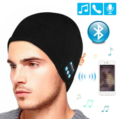 Unisex Bluetooth Headlamp Hat Headphones Beanie with LED Music Cap Built-in Speakers & Mic Earbuds for Running Hiking Sport