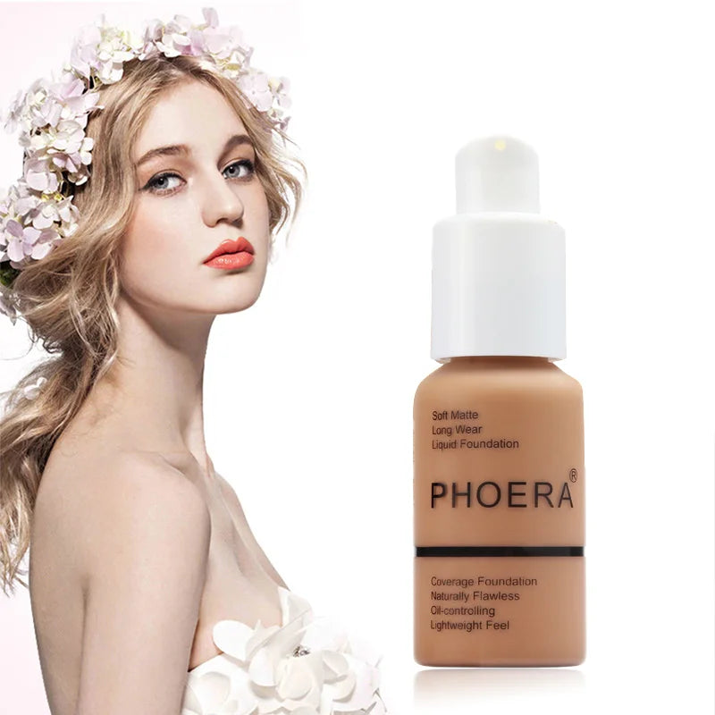 PHOERA 30ml Foundation Makeup 10 Colors Liquid Matte Moisturizer Face Base High Coverage Brighten Concealer Cream TSLM1