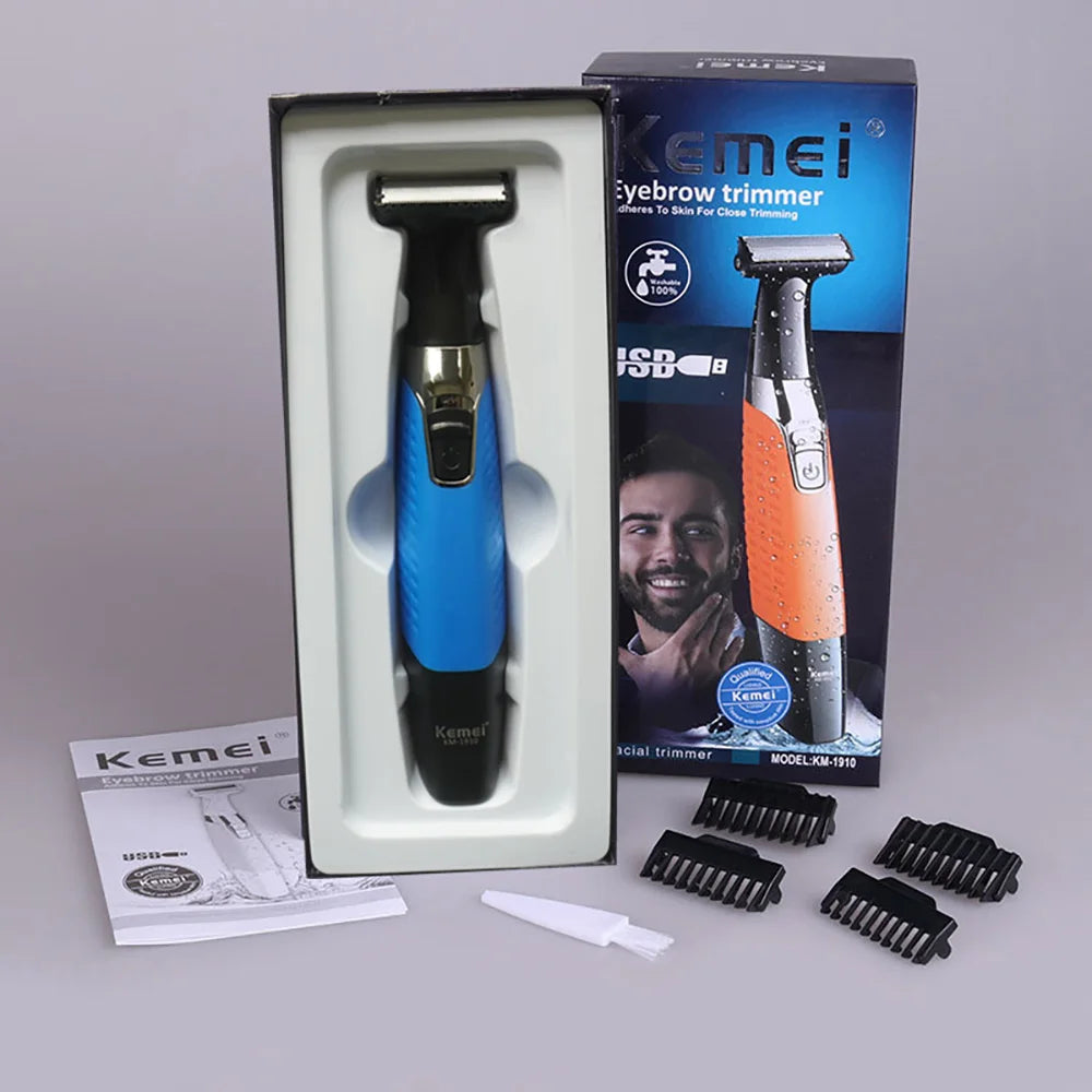 Kemei Electric Shaver One Blade USB Rechargeable Beard and Mustache Trimmer Safety Face Razor Shaving Machine for Men and Women