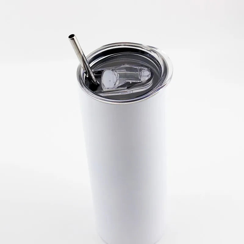 USA Warehouse In Stock 20oz 30oz Sublimation Blanks Straight Skinny Tumbler Double  Wall S Steel  With Lid And Metal Straw