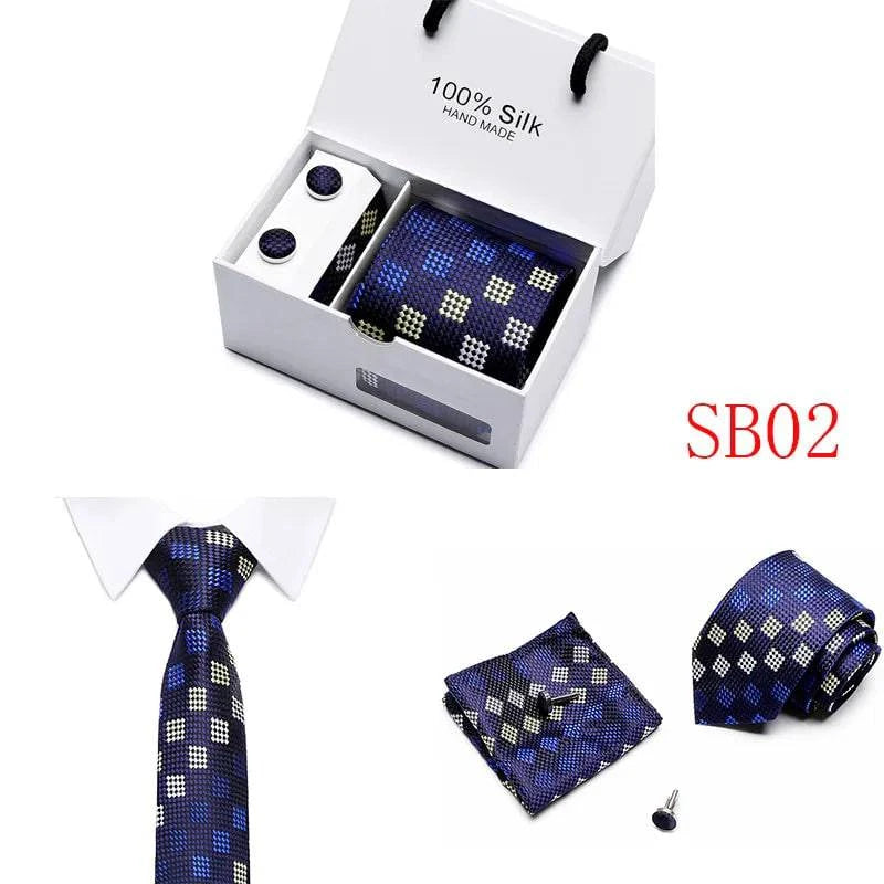 New Plaid men ties set Extra Long Size 145cm*7.5cm Necktie navy blue Paisley Silk Jacquard Woven Neck Tie Suit Wedding Party