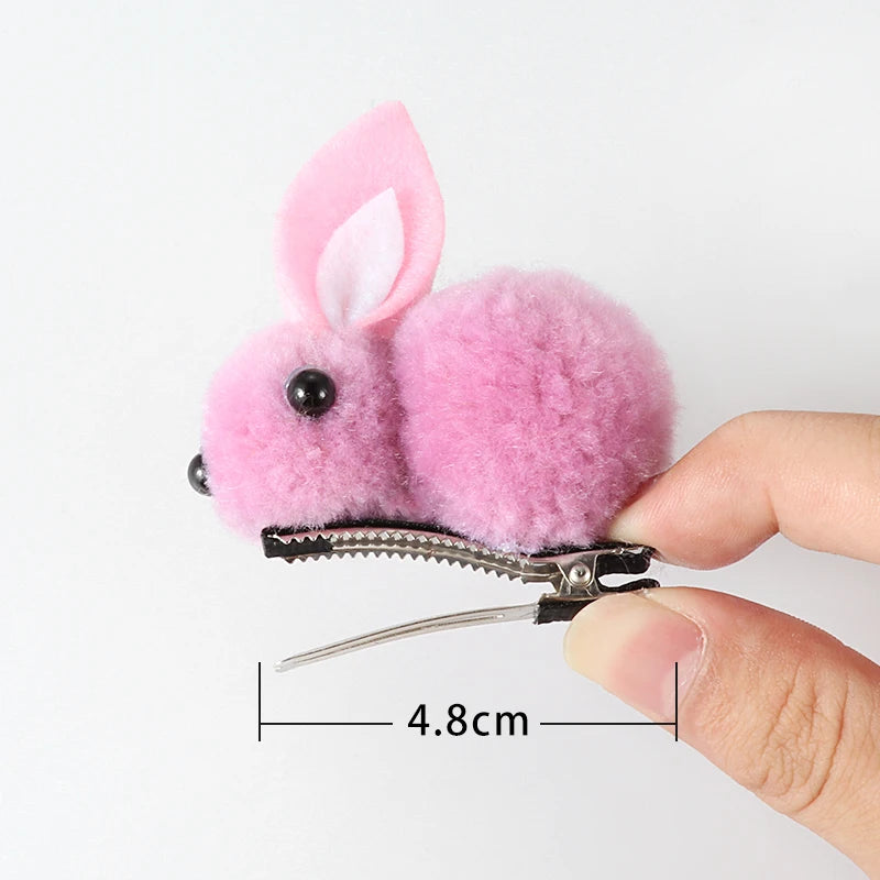 Cute Hair Ball Rabbit Hair Clip Girl Plush Rabbit Ears Hair clip 3D Plush Rabbit Hair Accessories Korea Simple girl headdress