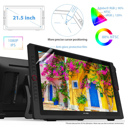 XPPen Artist 22R Pro Graphics Tablet Monitor 21.5 inch Drawing Tablet Display 60 Tilt 20 Shortcut Keys 2 Wheels 120% sRGB