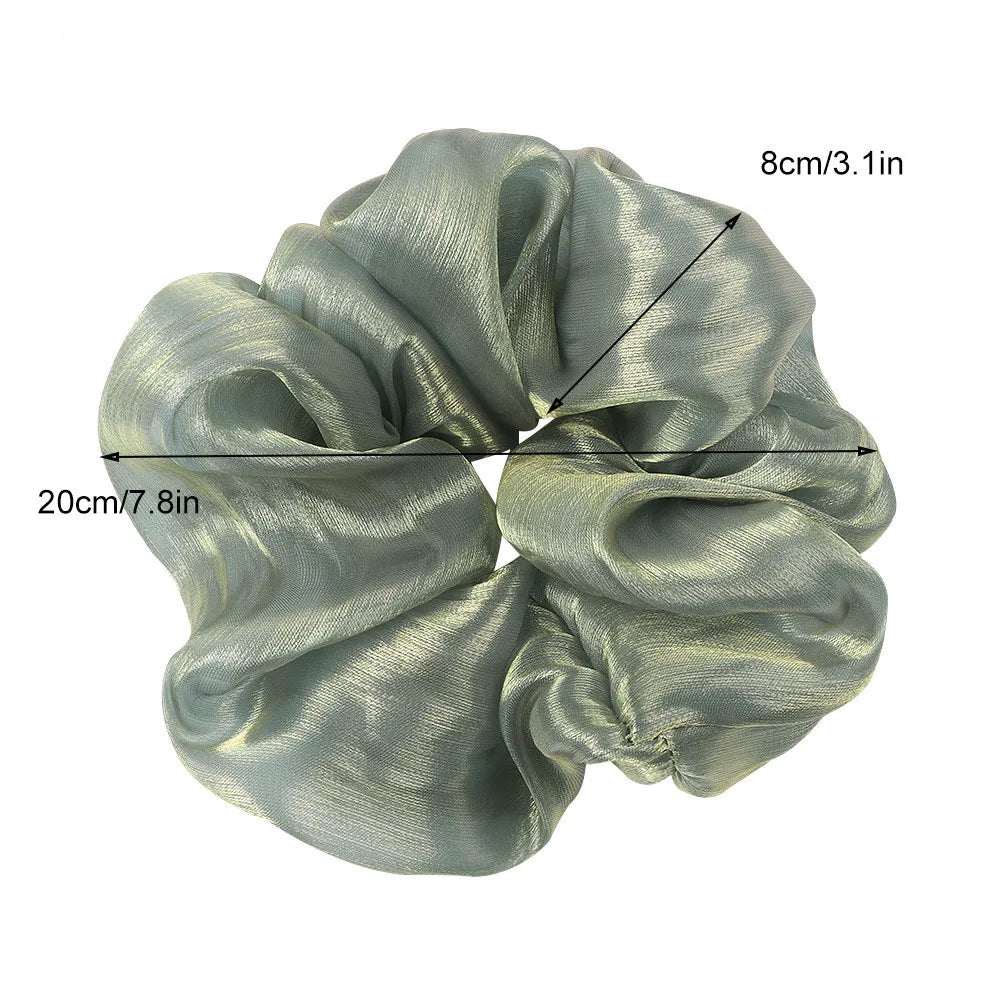 1PC Fashion Bright Silk Hair Ring Oversized Hair Scrunchies Yarn Large Intestine Elastic Hair Band Solid Color Hair Accessories