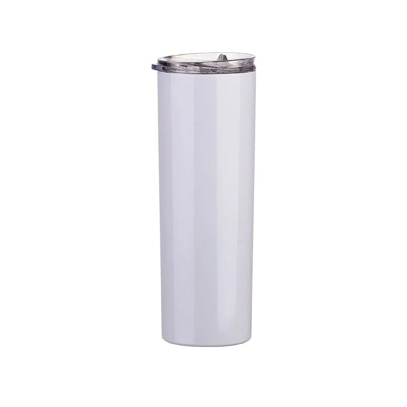 USA Warehouse In Stock 20oz 30oz Sublimation Blanks Straight Skinny Tumbler Double  Wall S Steel  With Lid And Metal Straw