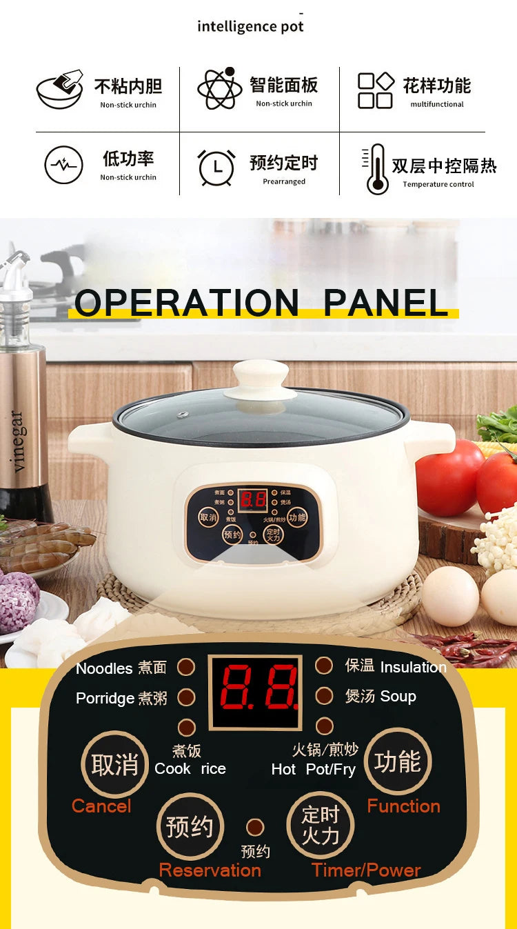 DMWD 3L 110V 220V Non-stick rice cooker Multifunctional hotpot with steamer insulation fast heating electric multiccoker 2 layer