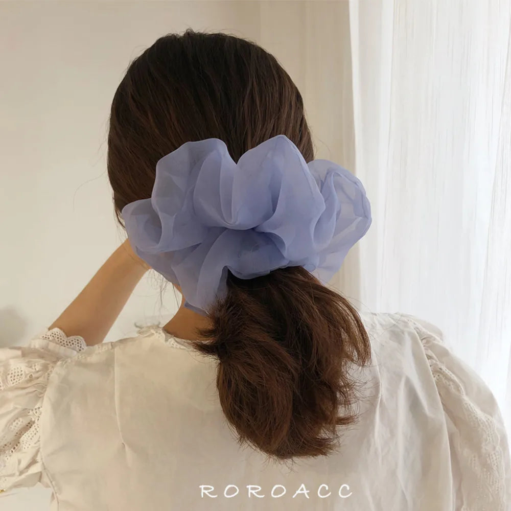 2020Korea Big Size Organza Hair Scrunchies For Women Elastic Hair Bands Girls Headwear Ponytail Holder Hair Tie Hair Accessories